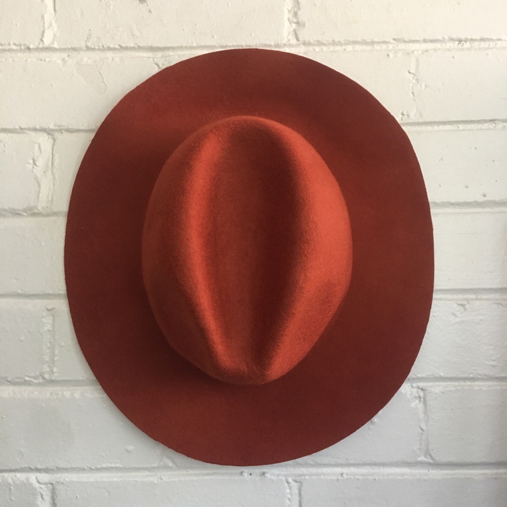 Free People rust orange wide brim fedora